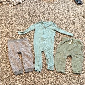 18 Months Lot of 3 - Kids Casual Bottoms Pajamas 18M Gray Green blue